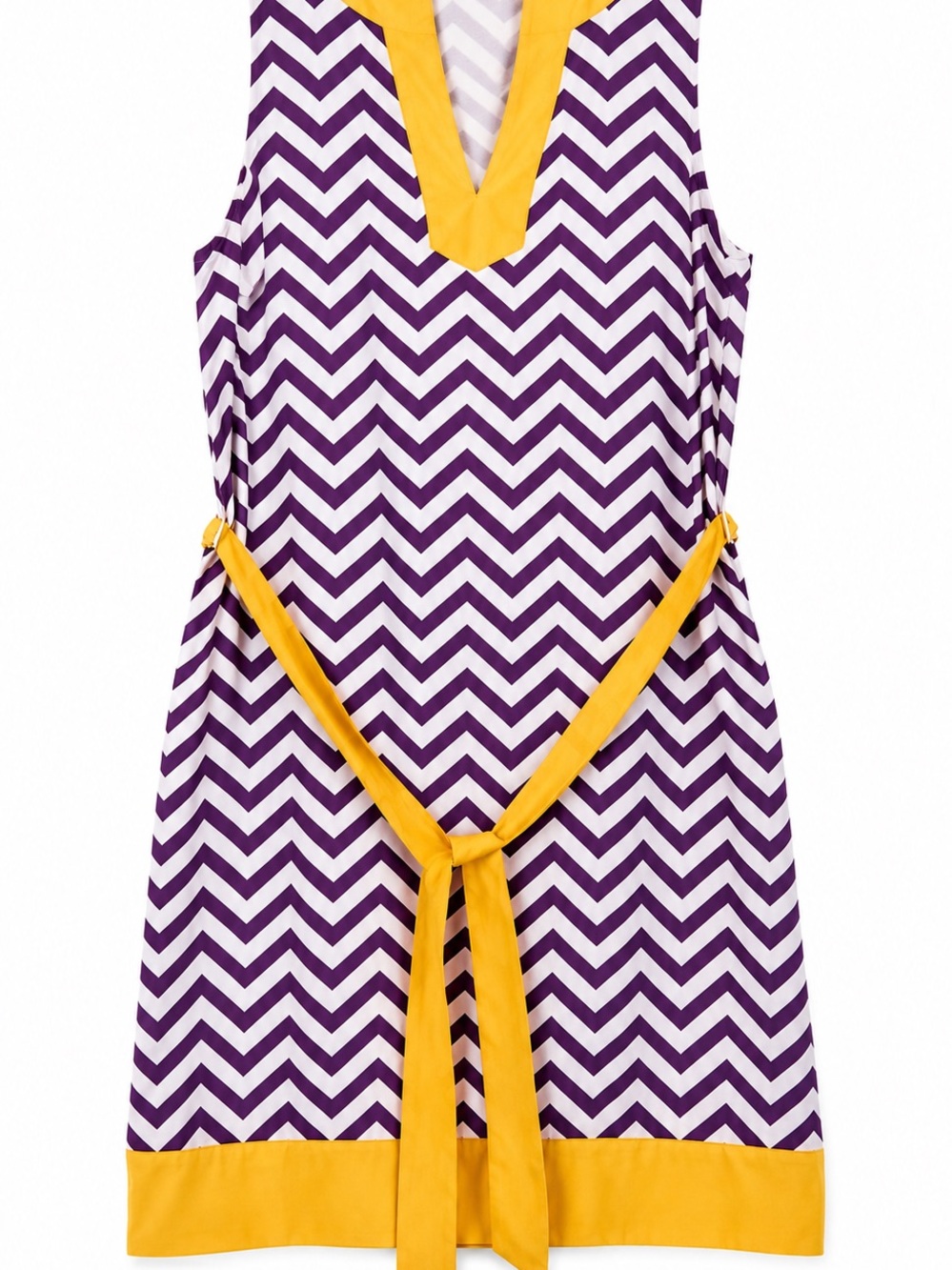 Mud Pie Purple Chevron Dress with Yellow Trim